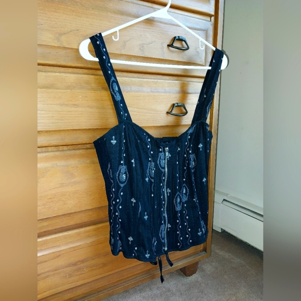 Vintage Spin Doctor Y2K Hell Bunny skull cameo corset top - Picture 4 of 8